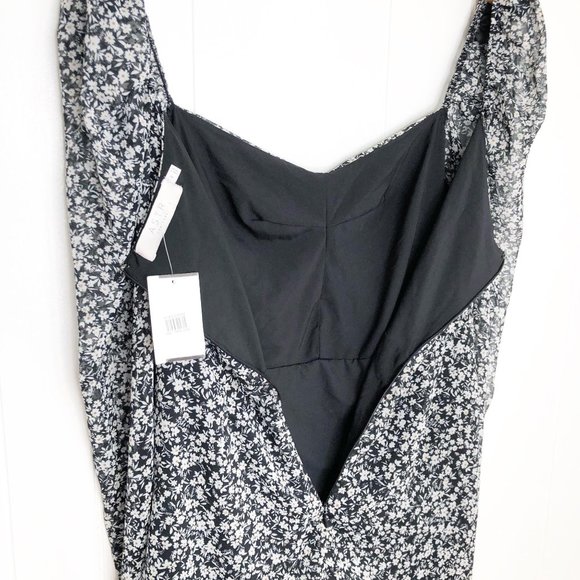 Astr Long Sleeve Floral Dress - Black and White - Picture 4 of 9
